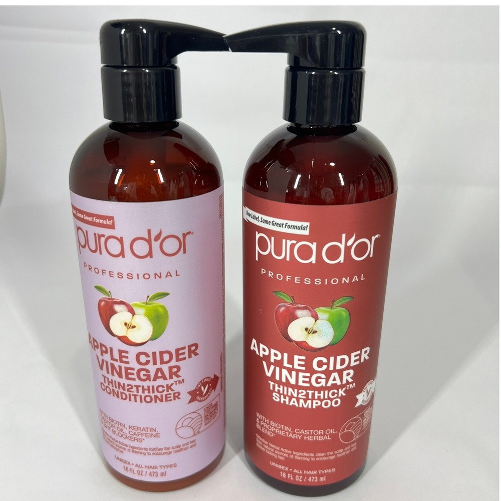 Pura D'or Apple Cider Vinegar Shampoo & Conditioner Set 16 fl oz Sulfate-Free, - Picture 2 of 9
